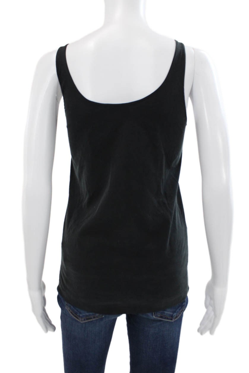 AG Adriano Goldschmied Womens Silk Scoop Neck Sleeveless Tank Black Size XS