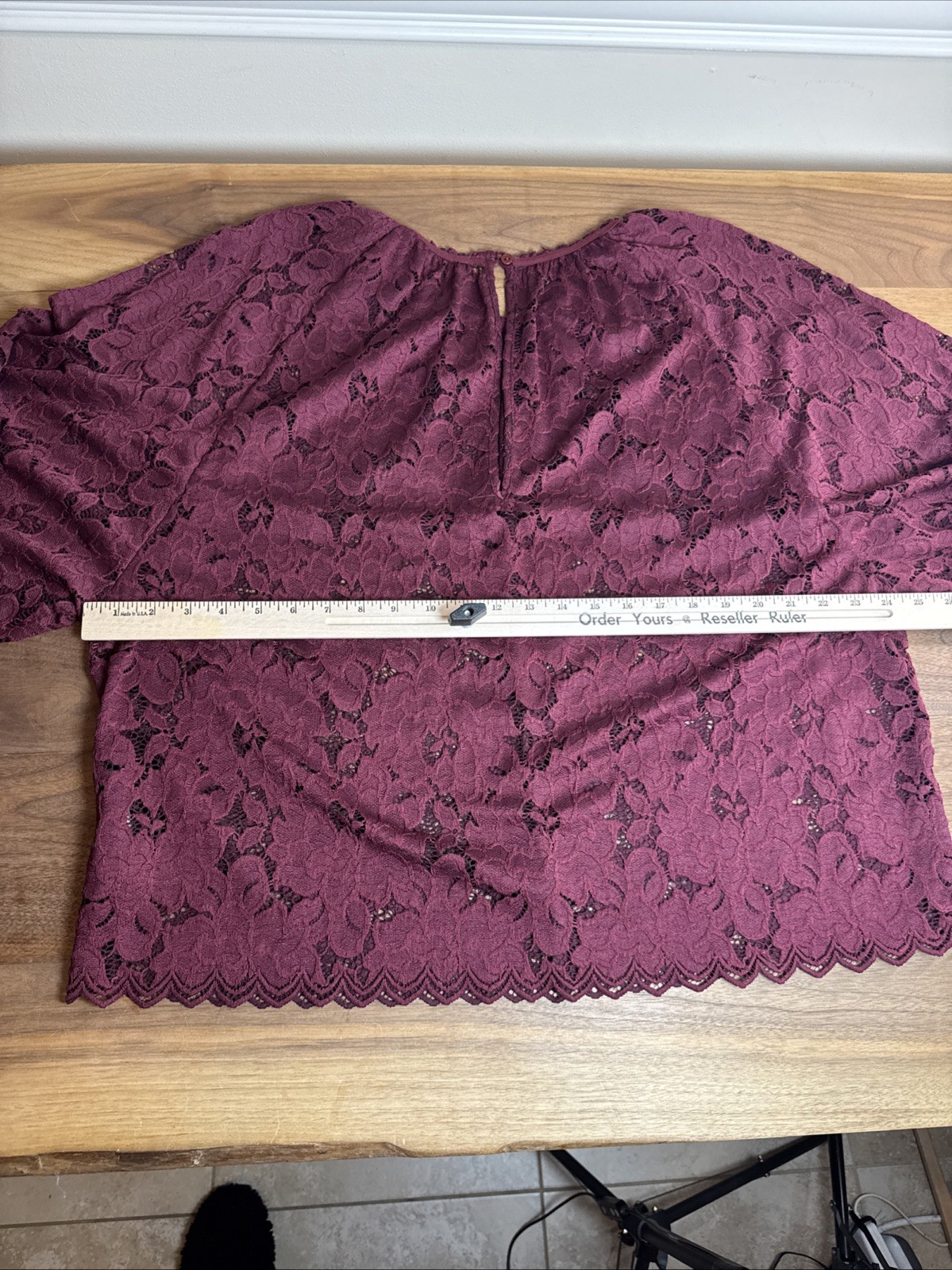 NWOT FREE PEOPLE Olivia Lace Top Sz XL Dolman Balloon Poet Sleeve Burgundy Red