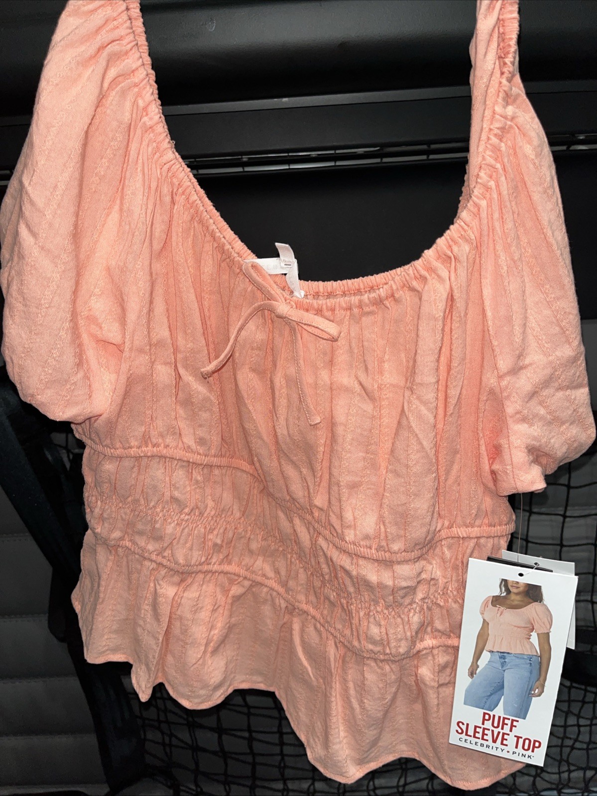 Celebrity Pink Women’s Peach Blouse Size L Short Sleeve