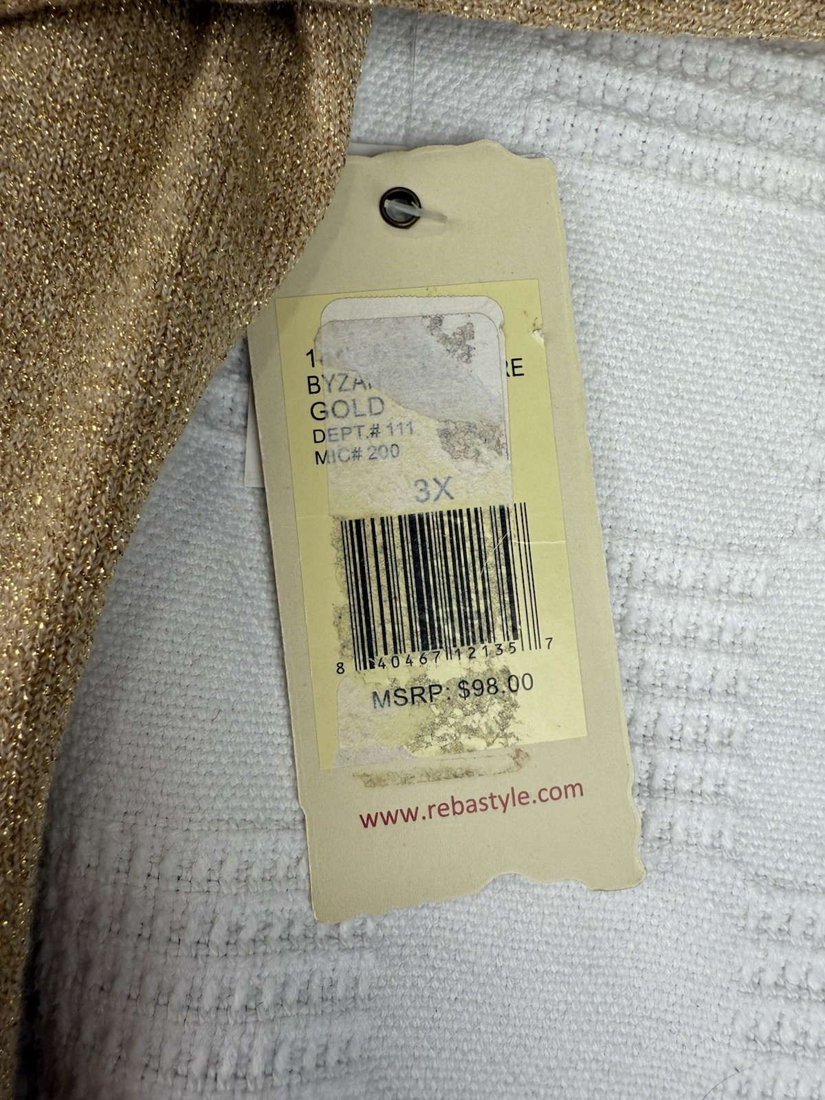 Reba Gold Knit Top Plus Sz 3X Cotton Nylon Poly Metallic Spandex