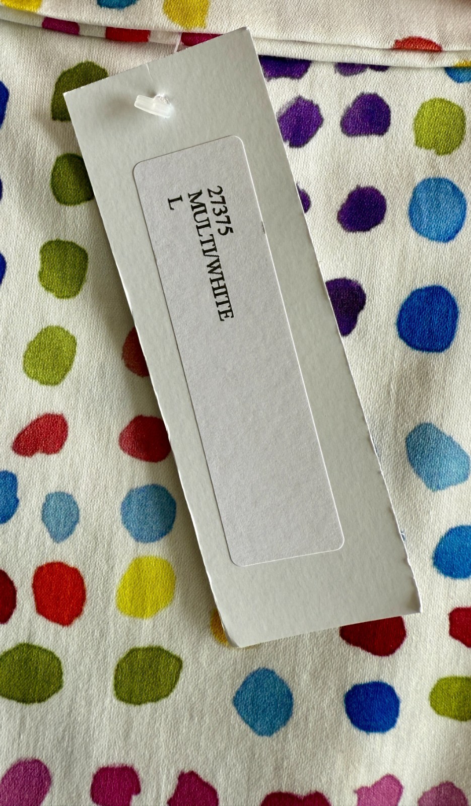 NEW Caroline Rose Multi Polka Dot 3/4 Sleeve Cotton Tunic Blouse $350 – Size L