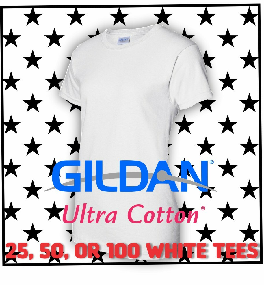 Ladies Cotton T-SHIRTS Women BULK LOT White S-2XL Wholesale Gildan 2000L 6oz