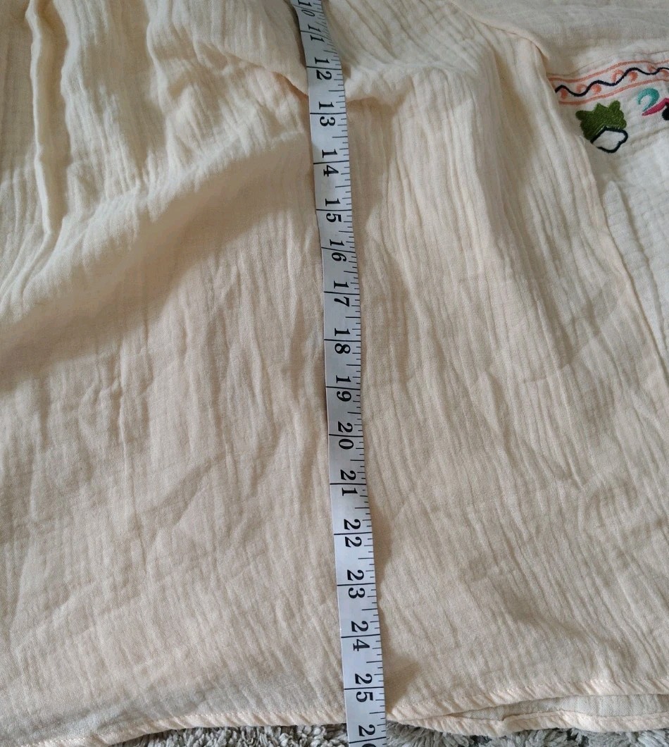 Easel Blouse Size L Gauge Embroidery Wide Sleeves 100%, Cotton Oversized