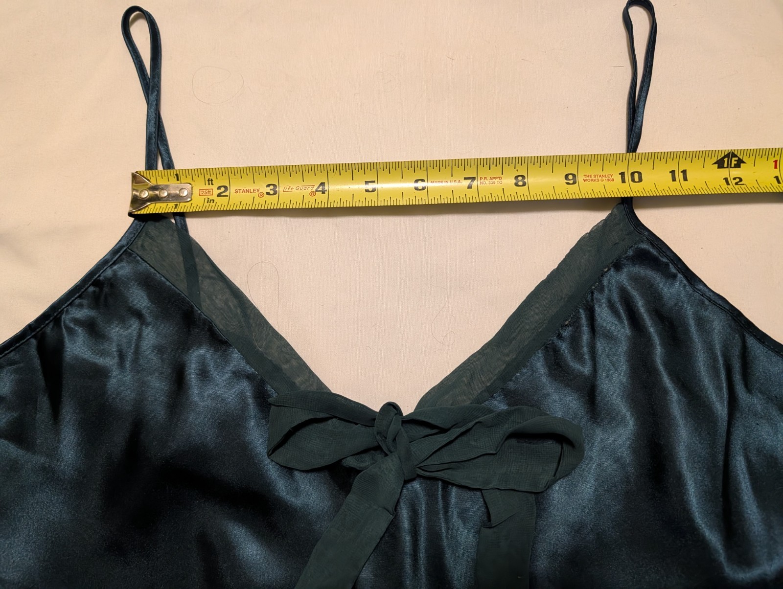 Green Cami Nightie Spaghetti Strap VNeck Low Back Baby Doll Tag Removed Chest 44