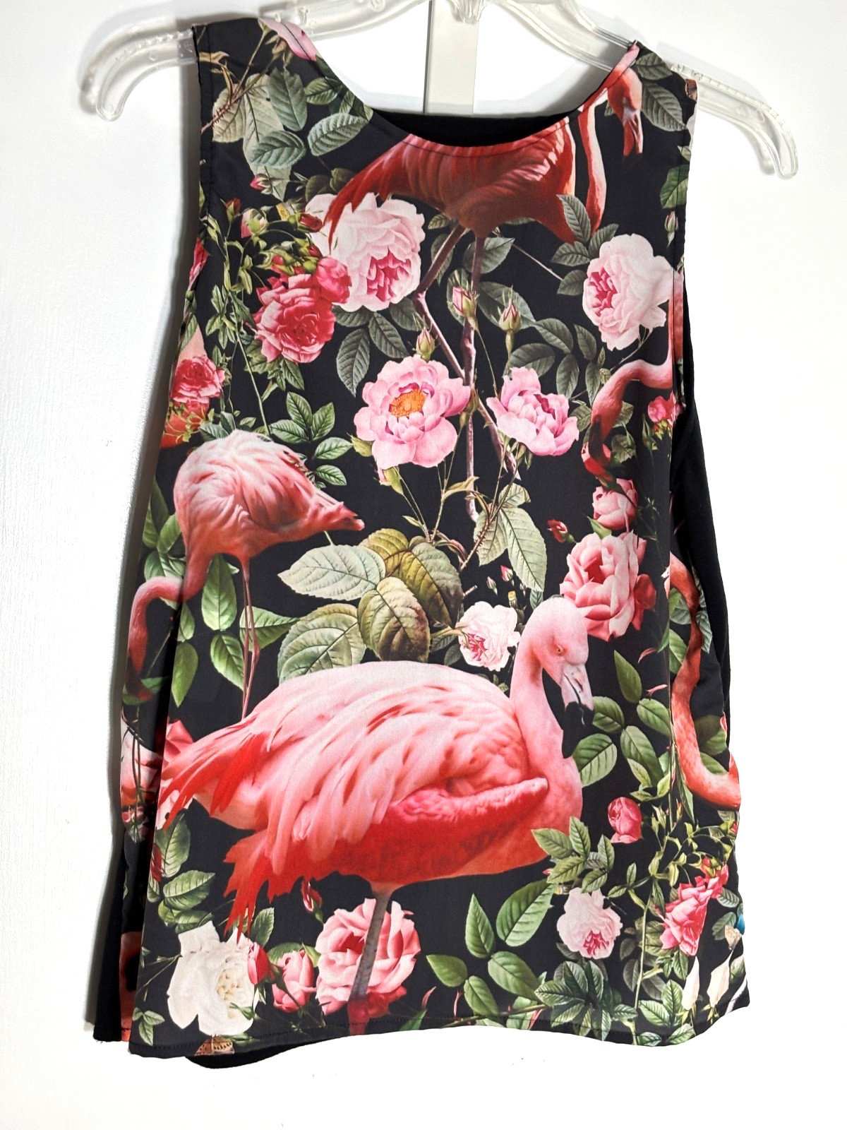 Unbranded Flamingo & Flora Top Womens Size M Pink & Black Flora Quiet Luxury