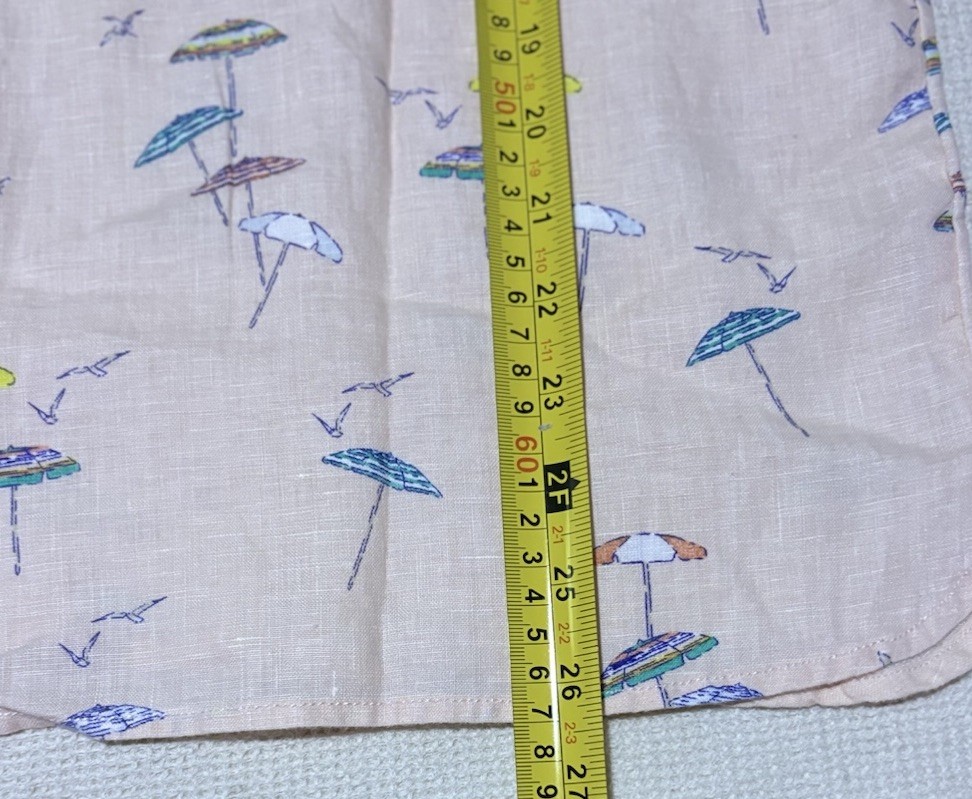 C&C California 100% Linen Button Up Shirt Pink Umbrella Seagulls Print Womens M
