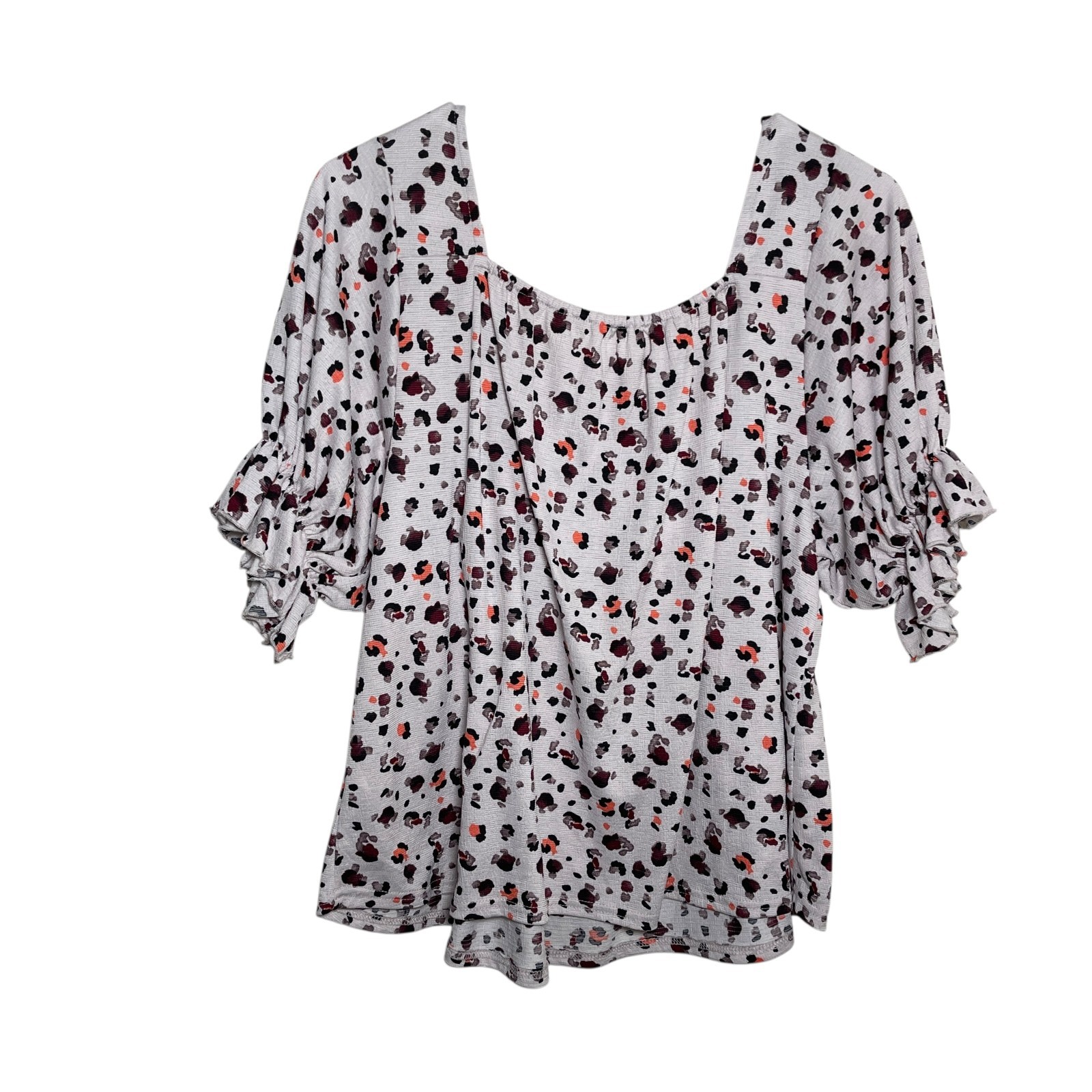 Melloday Blouse Women’s Medium Square Neck Smocked Short Sleeve Casual Shirt Top