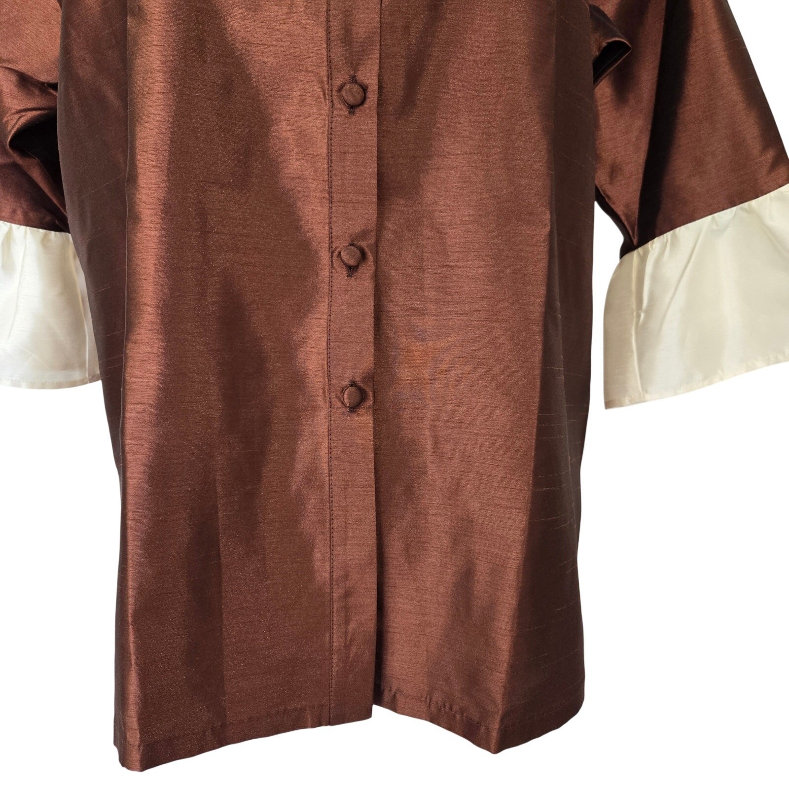 NWT Cinnamon Satin Button-up Swing Top Retro 40s 50s Sz L