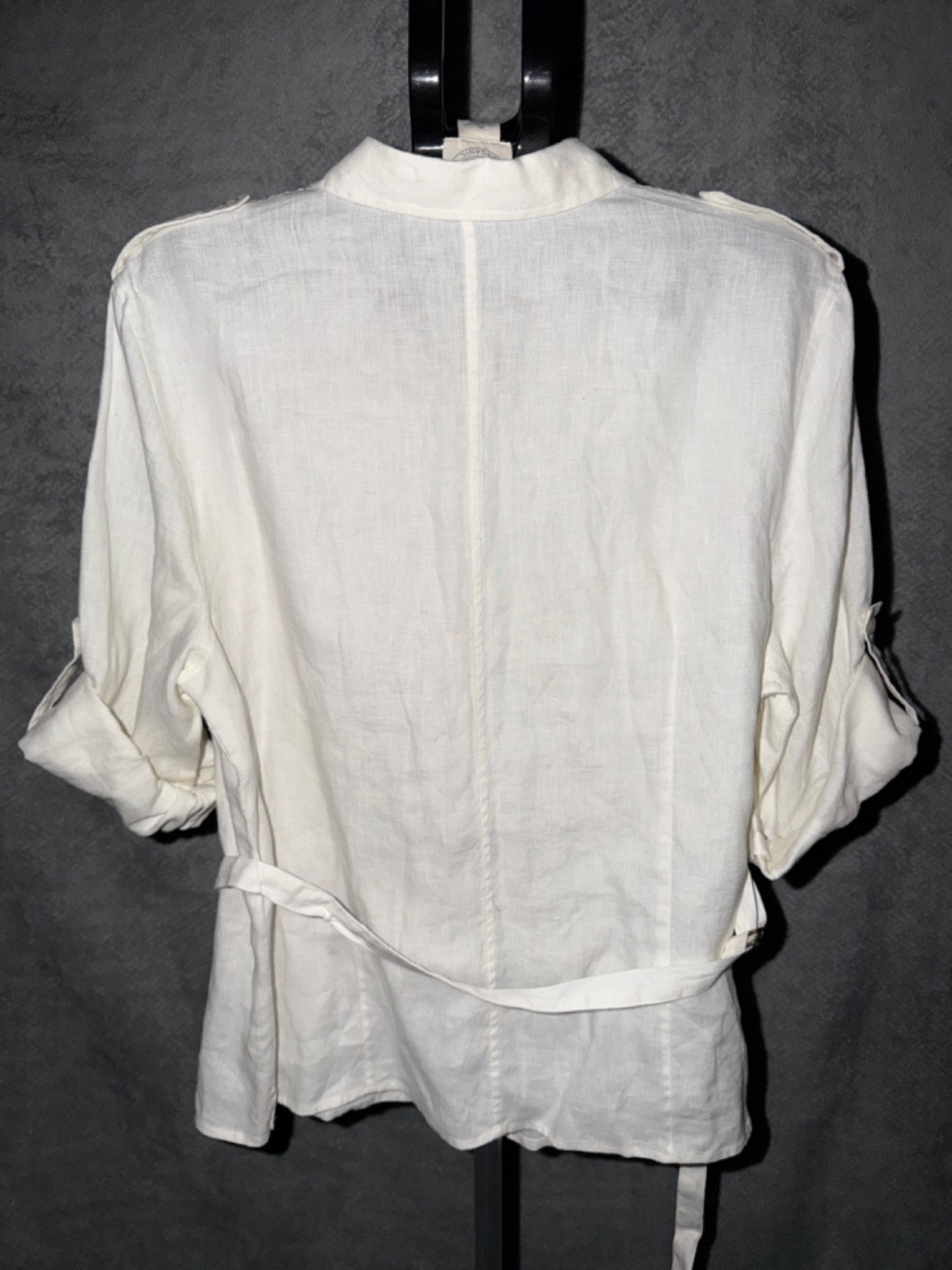 NWT Chaus Organic 100% Linen Button Up Neutral Cream Belted Size XL