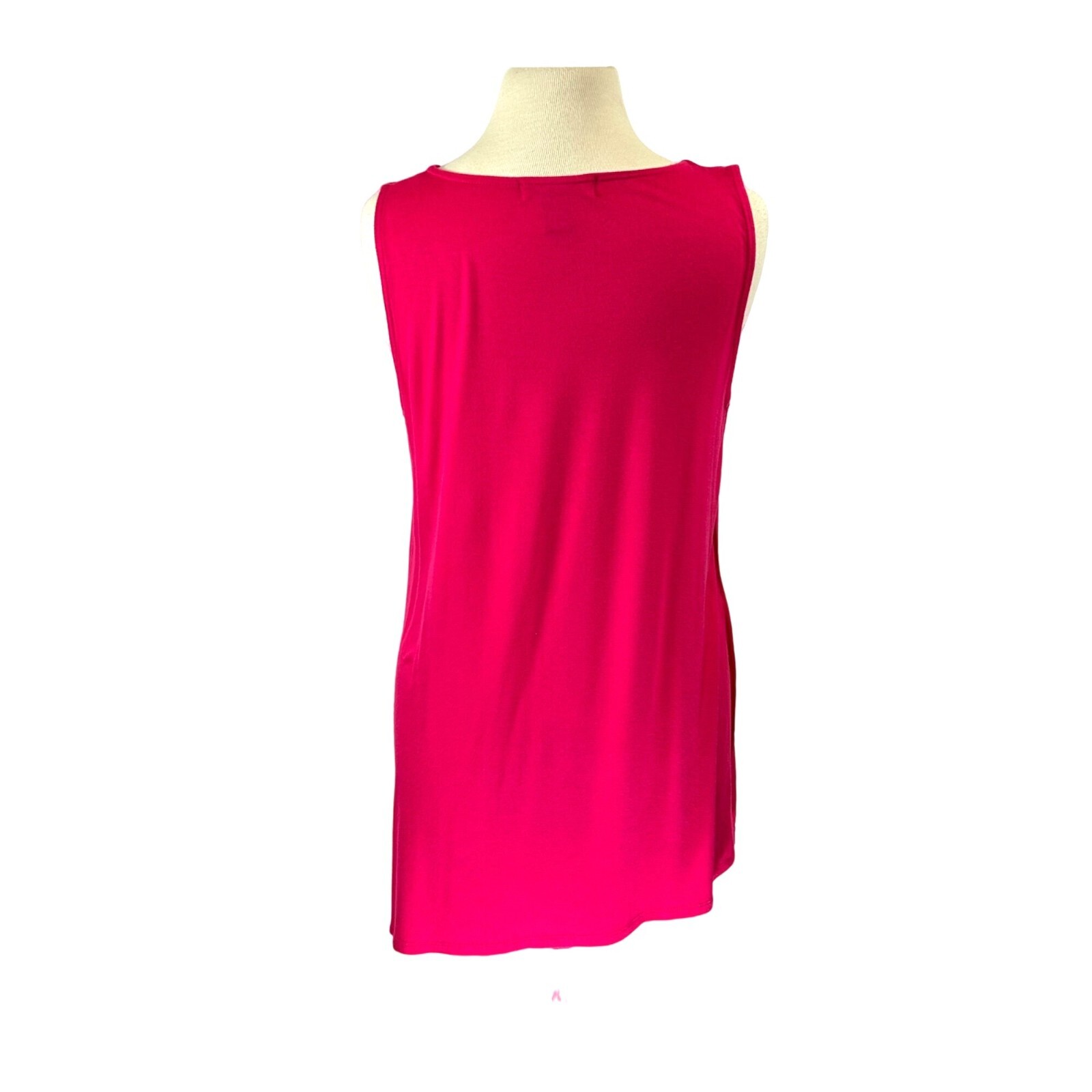 August Silk Top Women Large Fuchsia Sleeveless Multi Fabric High Low Summer
