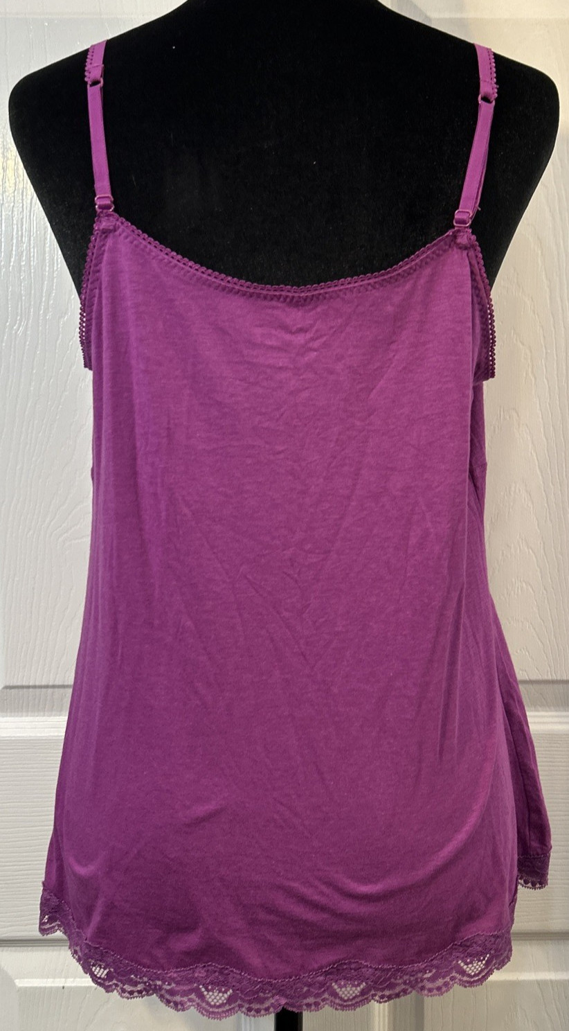 Elle Women Y2K Lace Trim Must Have Preppy Cami Size Large Purple 90s Classic