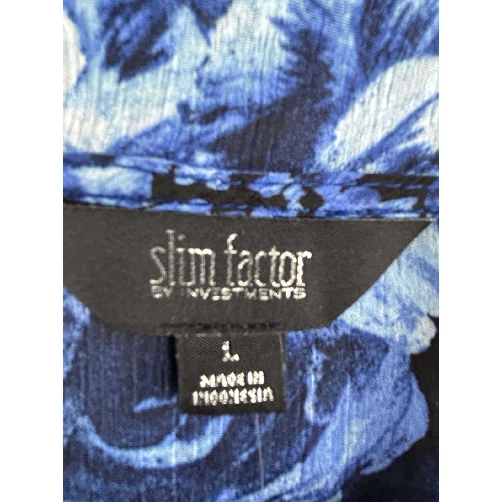 NEW Slim Factor by Investments 2X Blue Floral V Neck Tunic Top Women’s