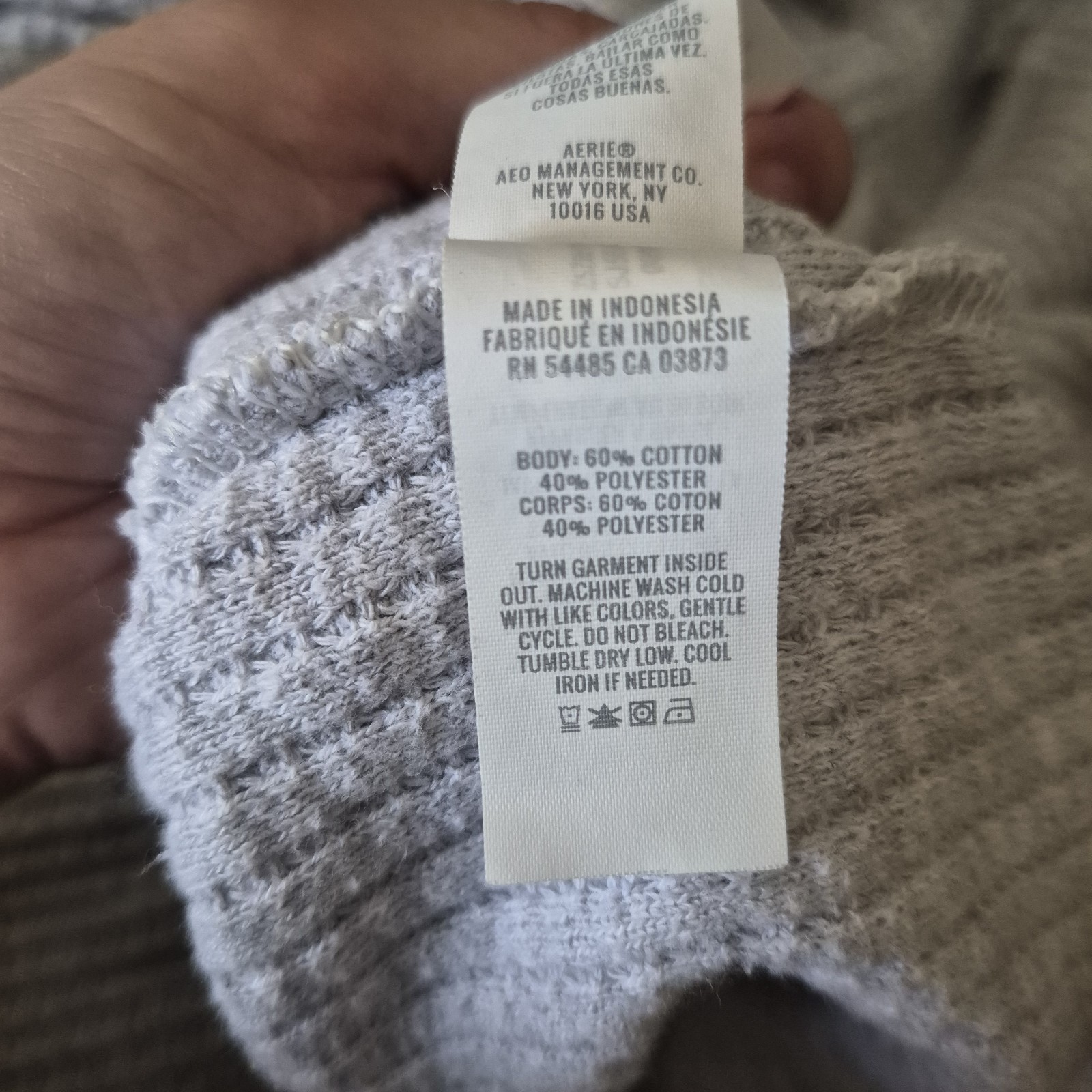 Aerie Xs Lighht Gray Waffle Knit Button Up Oversized Shirt