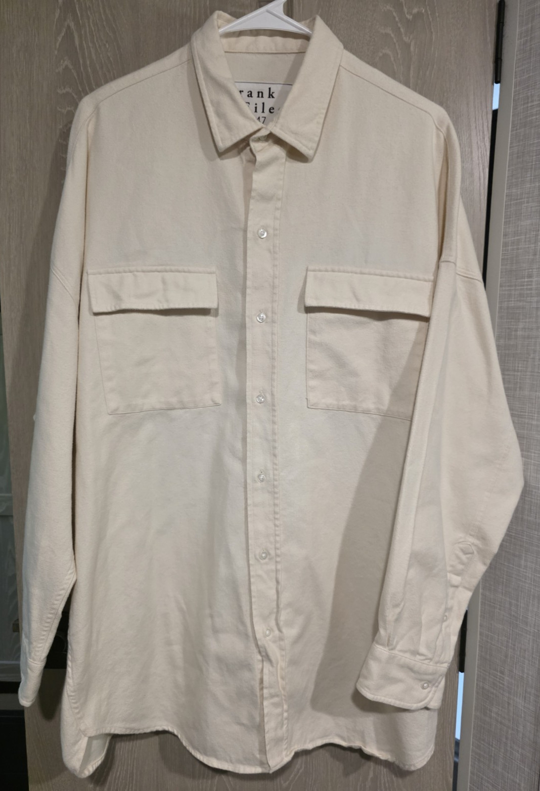 FRANK & EILEEN McLOUGHLIN Flannel Shirt Button Front Women’s M / L Ivory Cotton