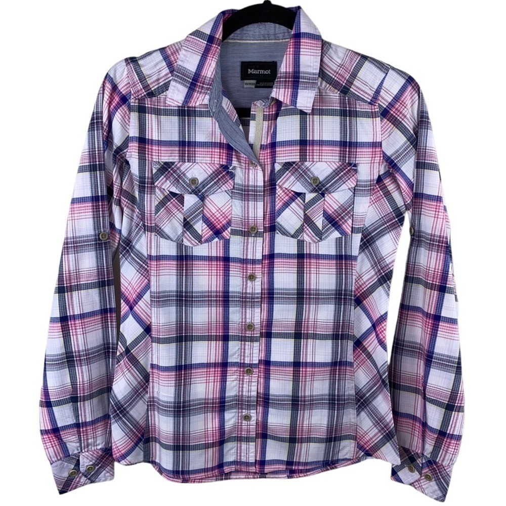 Marmot Lillian Pastel Plaid Button Down Long Sleeve Shirt XS