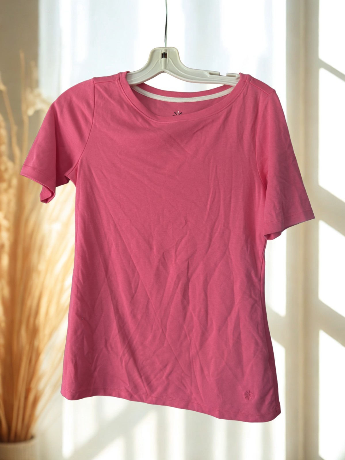 Isaac Mizrahi Live! Essentials Pima Cotton Boat Neck Swing Top Strawberry Pink S