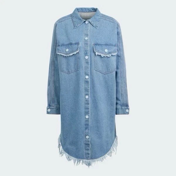 Adidas Originals Womens Denim Fringed Shirt Dress X-Small Ksenia Schnaider – NEW