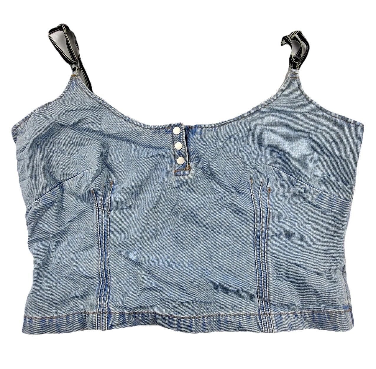 Jeanology Tank Top Womens 20 Blue Denim Scoop Neck Zip Button Camisole Casual