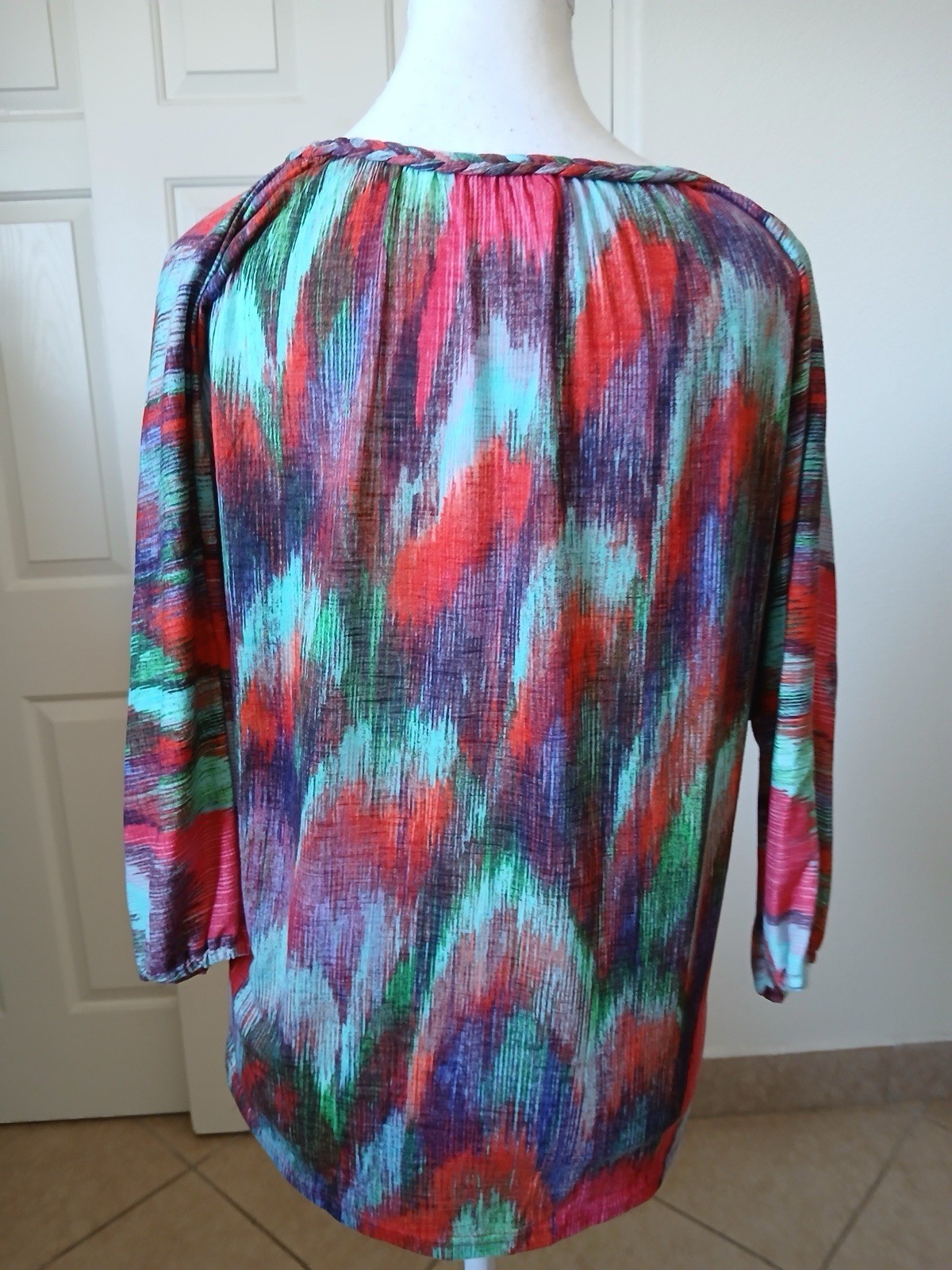 Democracy Blusa Mujer M Multicolor Abstracta Boho Peasant Top