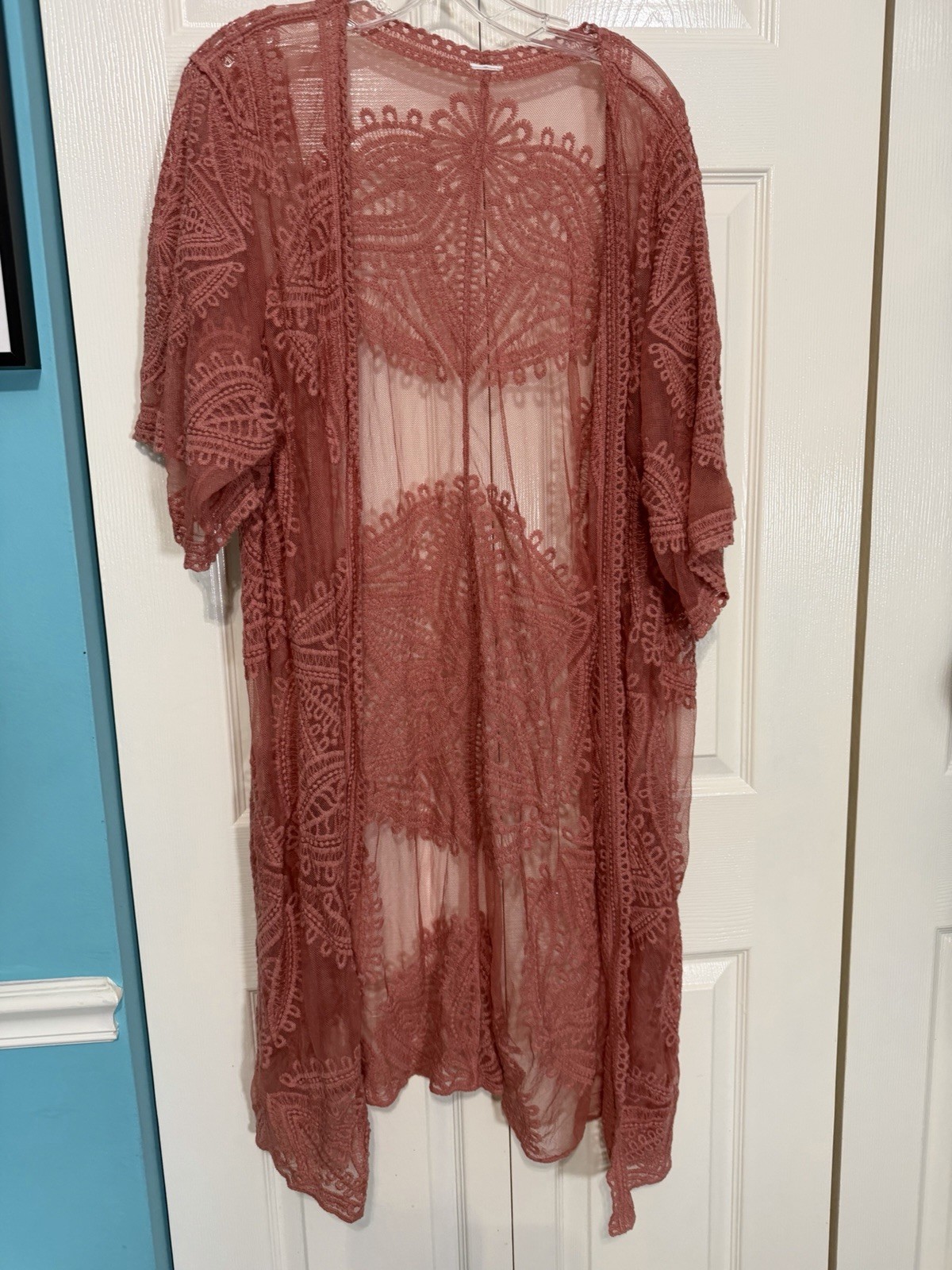 No Brand Boho Duster Floral Pattern Open Front