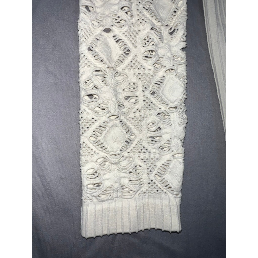 Intimately Free People Ribbed Turtleneck Lace Sleeve Top Ivory Cream M/L Boho
