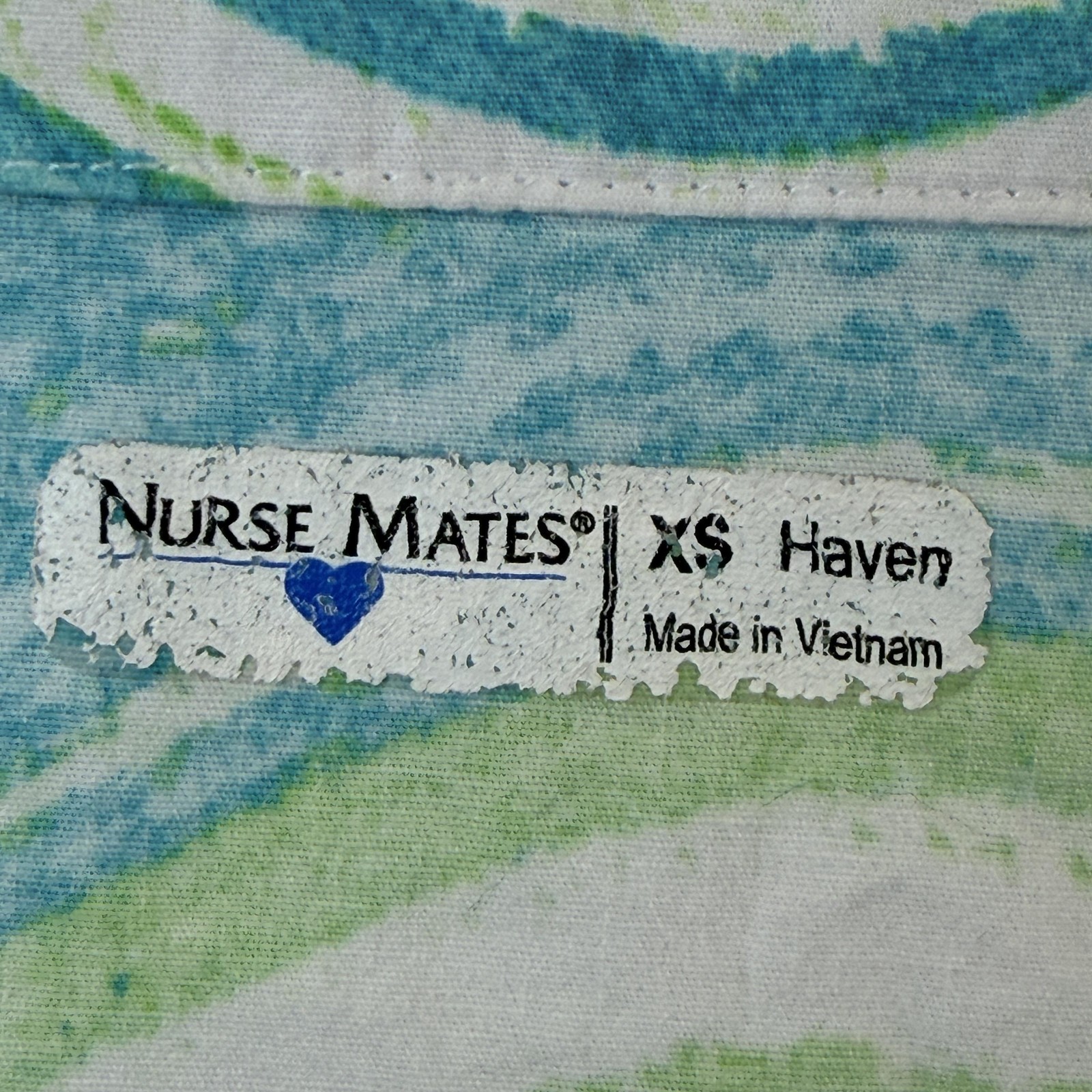 Nurse Mates Shirt Womens XS Blue Green V Neck Short Sleeve Scrub Tunic Top