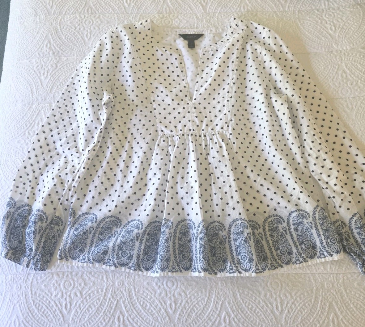 J. Crew Women Lightweight Fabric Shirt Size 10 Classic Blue, White & Black