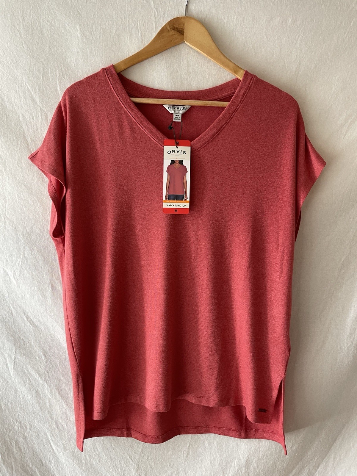 Orvis Top Womens Medium M New Orange Short Sleeve Knit NWT