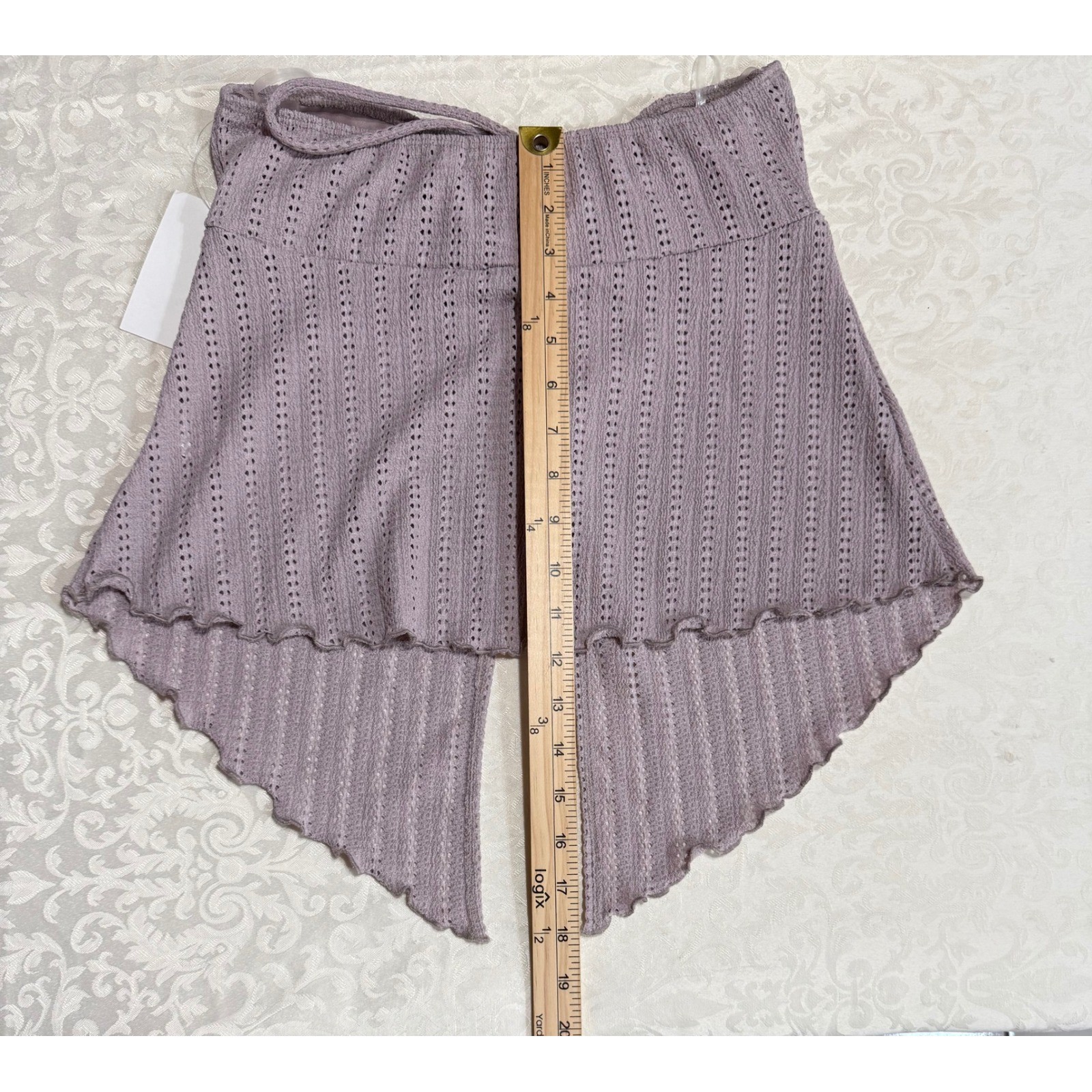 Electric Behaviour Tube Top Womens Medium Mauve Pointelle Tie Front Boho Dainty
