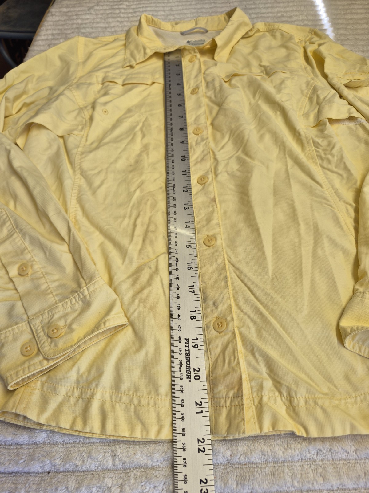 Columbia Titanium Vented Long Sleeve Shirt Womens Large Yellow Hiking Fishing
