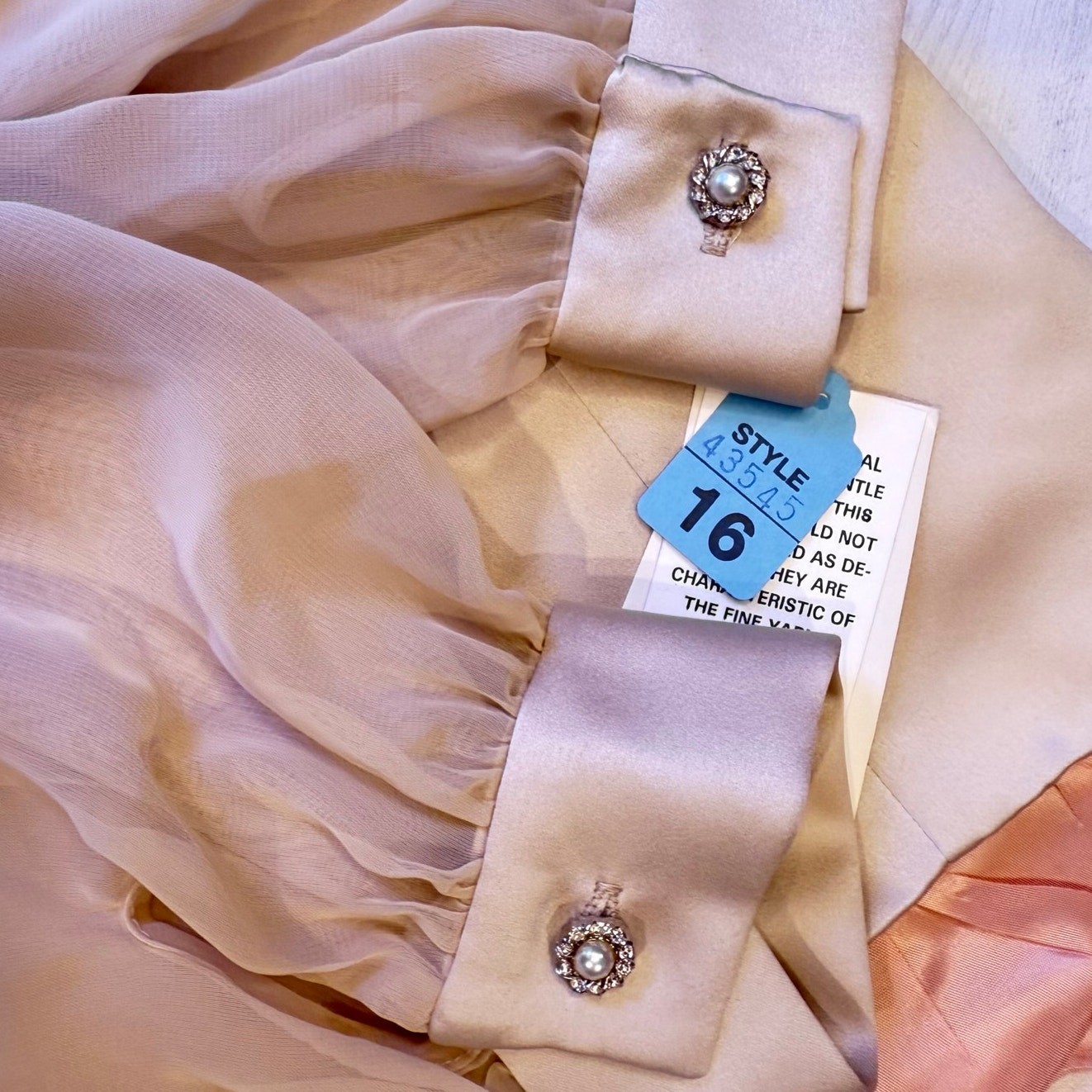 VTG NWT JR Nite 16 gold sheer diamond button blouse women glam bling luxury USA