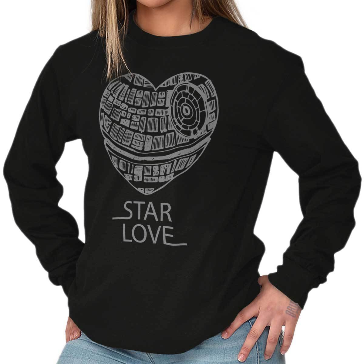 Nerdy Valentine’s Day Space Movie Star Love Long Sleeve T Shirt Tees For Women