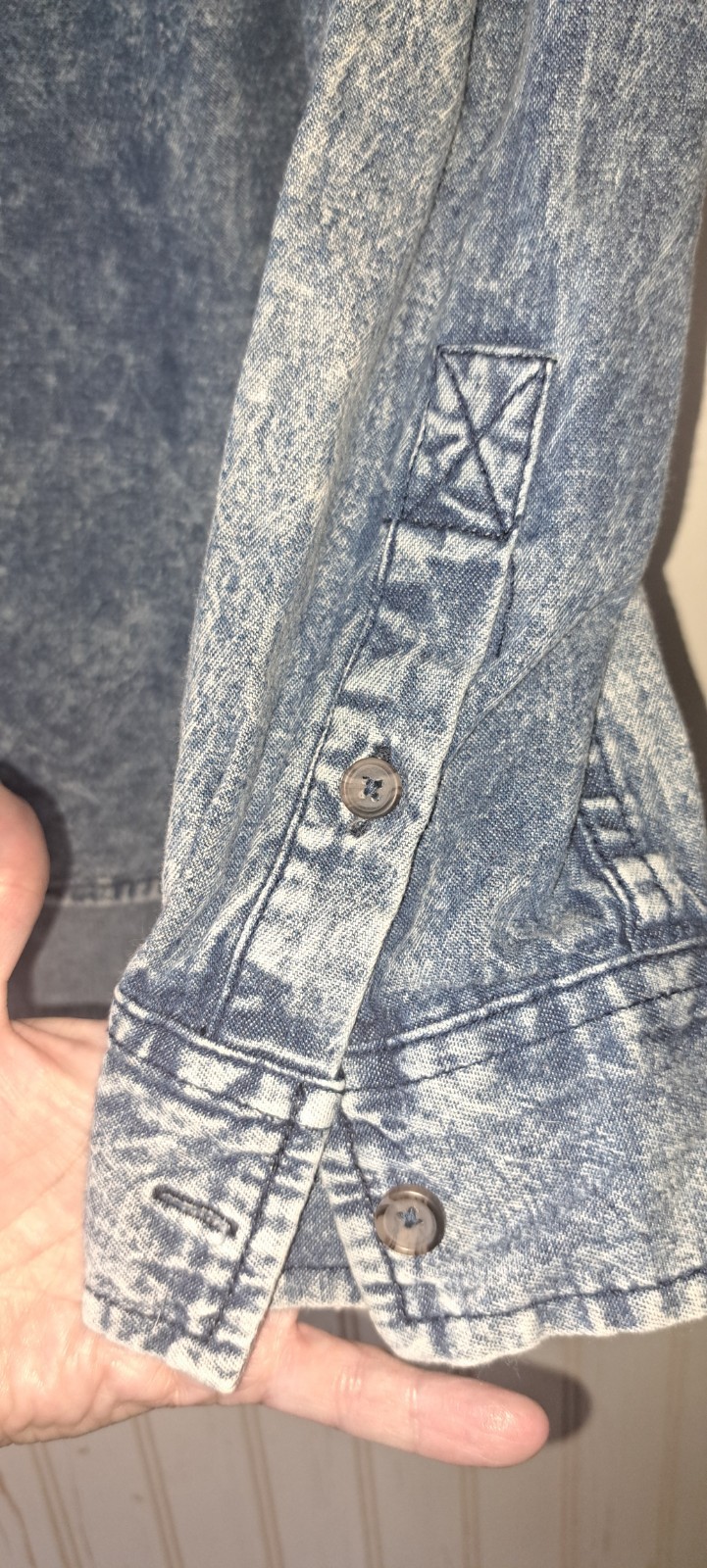 Mens Pacsun Los Angeles Denim Acid Wash Button Front Shirt Grungy Fun Large
