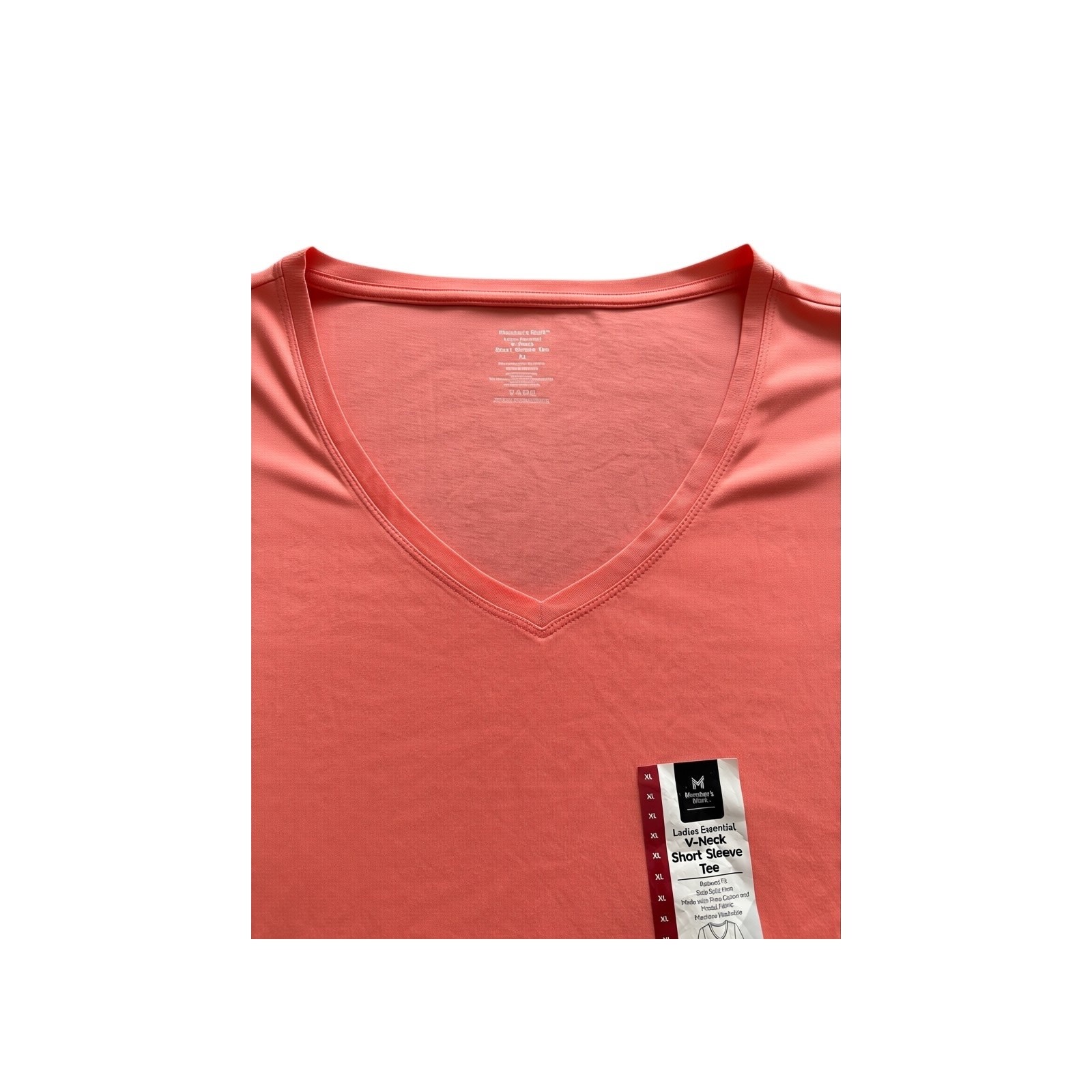 Athletic Works Women XL V-Neck Short Sleeve T-Shirt Coral