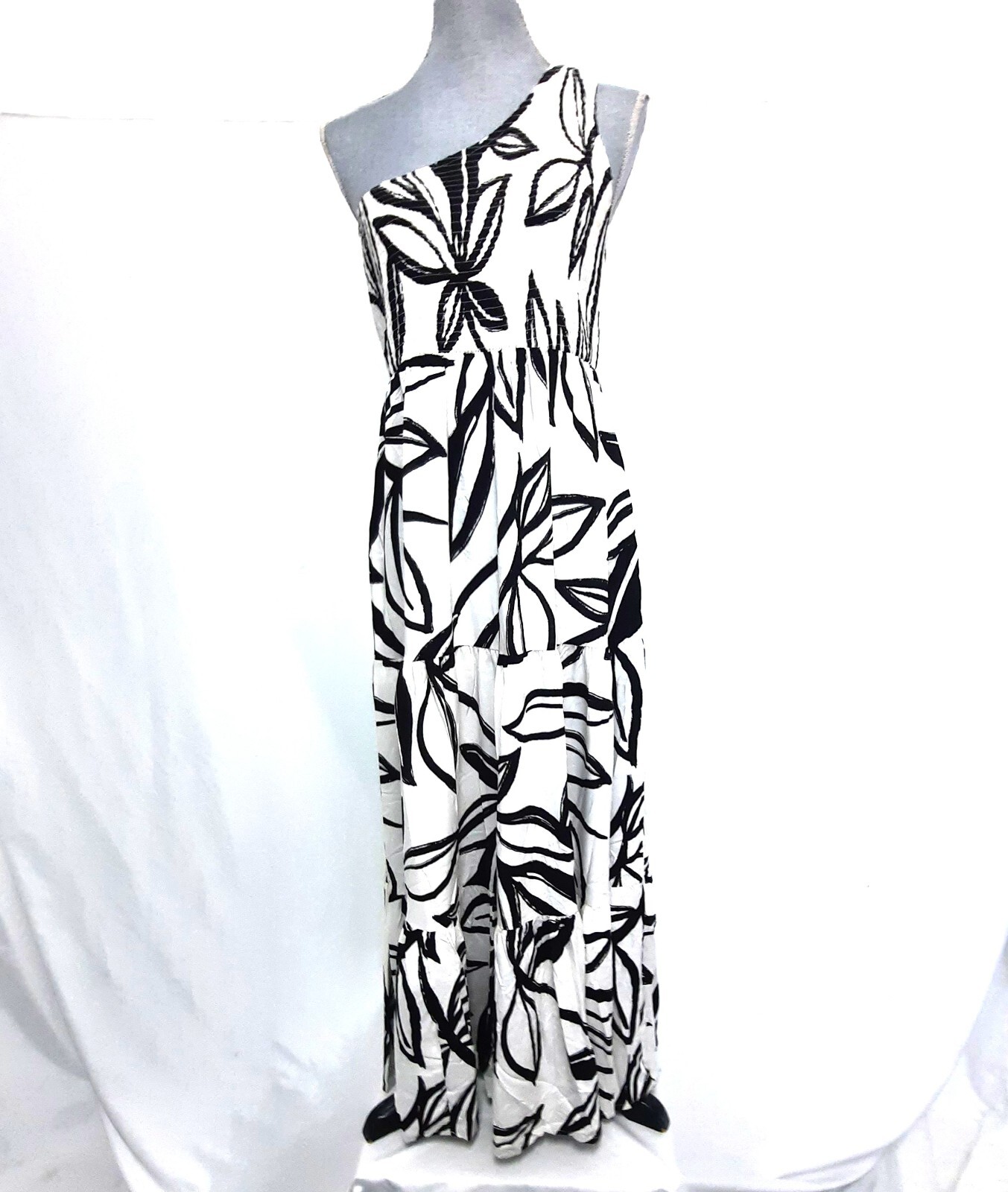 ATL Abel The Label Sz XL black white Australia one shoulder rayon back to school
