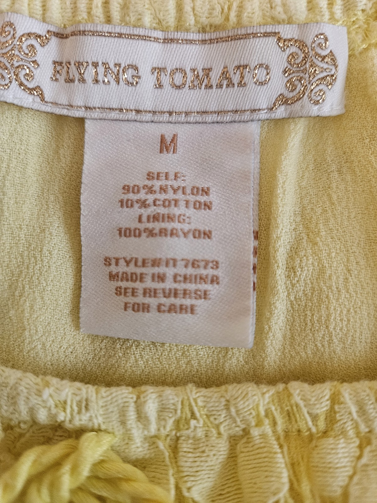 Flying Tomato Yellow Lace Off-Shoulder Boho Top With Tassels Size M