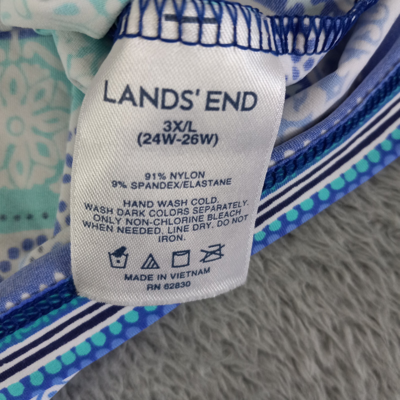 Lands End Shirt Women 3X Plus Geometric Lightweight Breathable Outdoor Beach