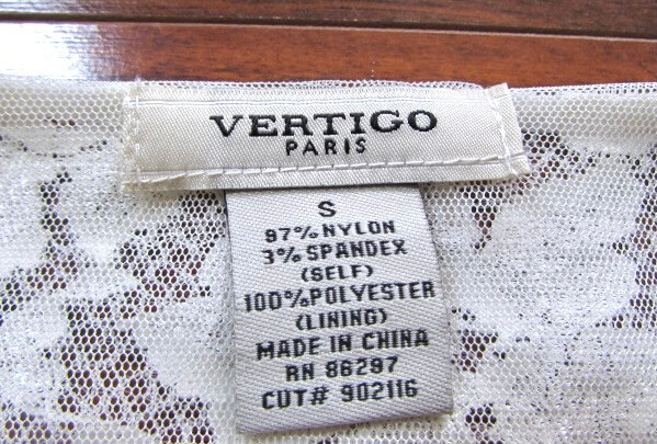 VERTIGO PARIS ~ Size S ~ Vanilla Cream! Sheer Floral Net Lace Sweetheart Top c2