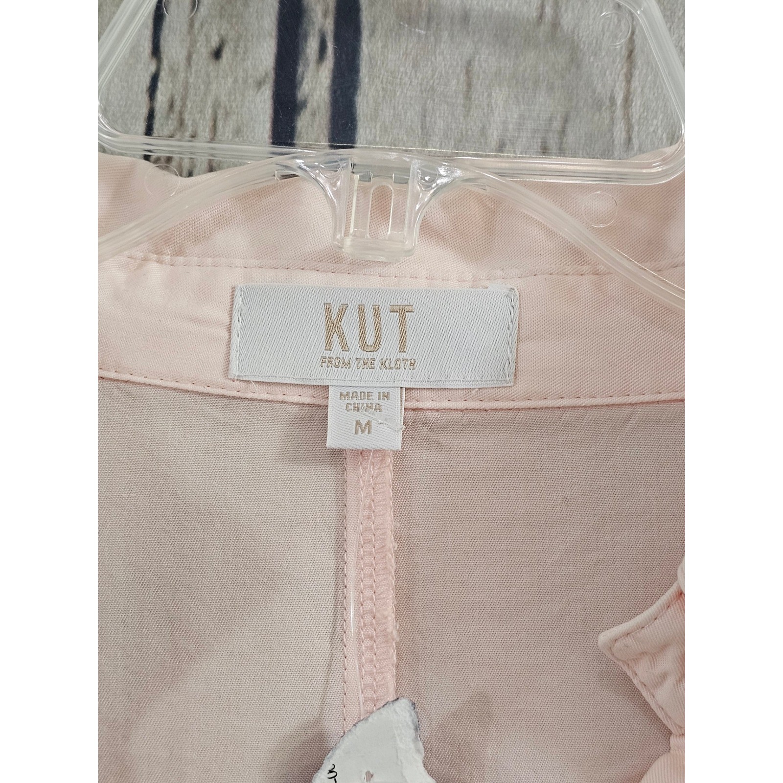 Kut from the Kloth Pink Ruched Button Down Shirt Lyocell KT128501 Womens Medium