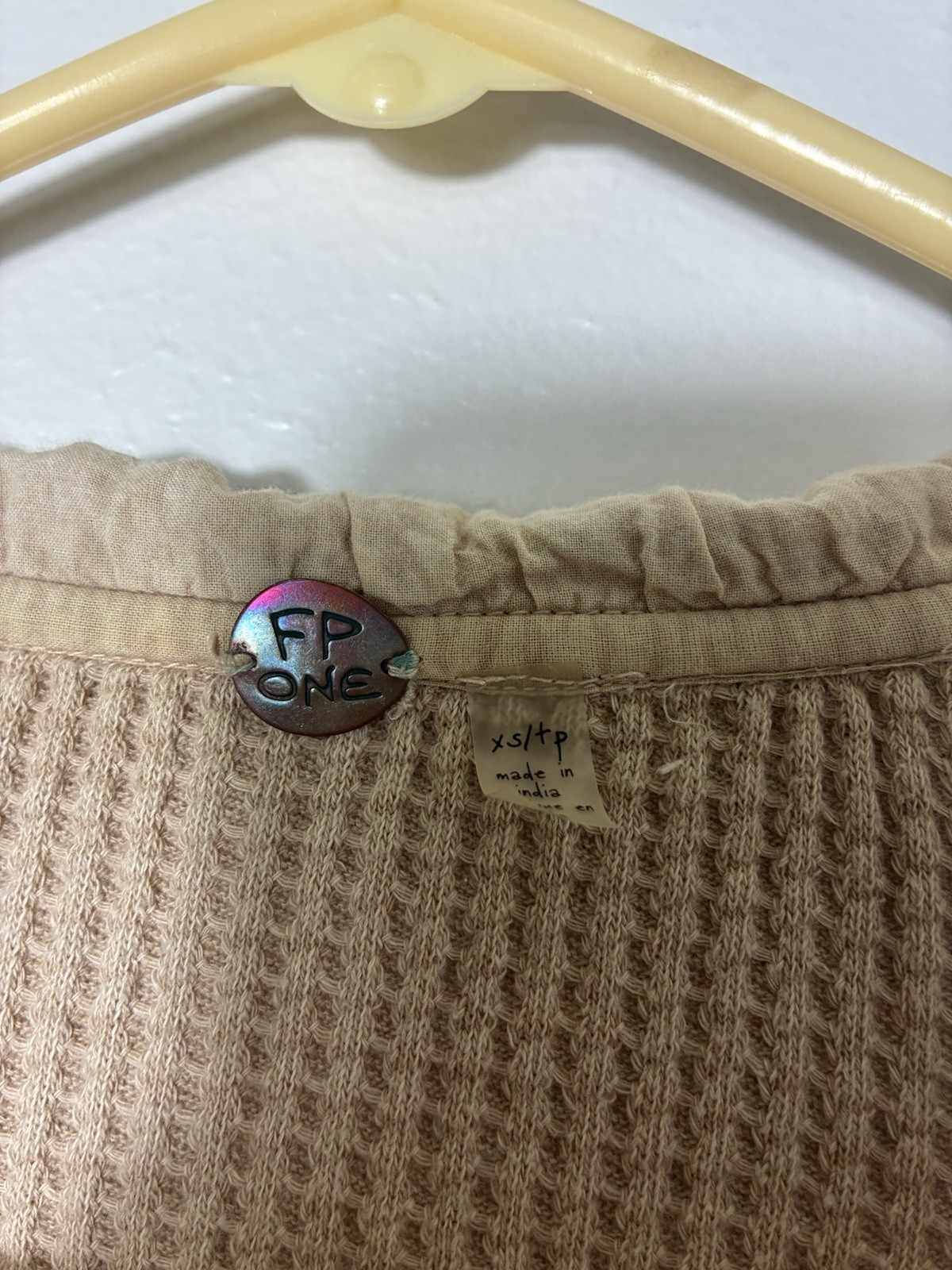 Free People One Scout Shacket Cotton Waffle Knit Button Front XS Oversized Boho