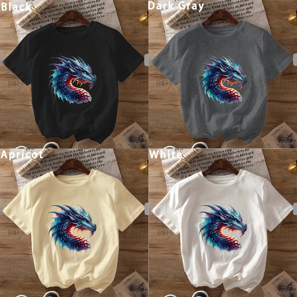 Dragon Art Print Women T-Shirt Multiple Styles Available Casual Short Sleeve Top
