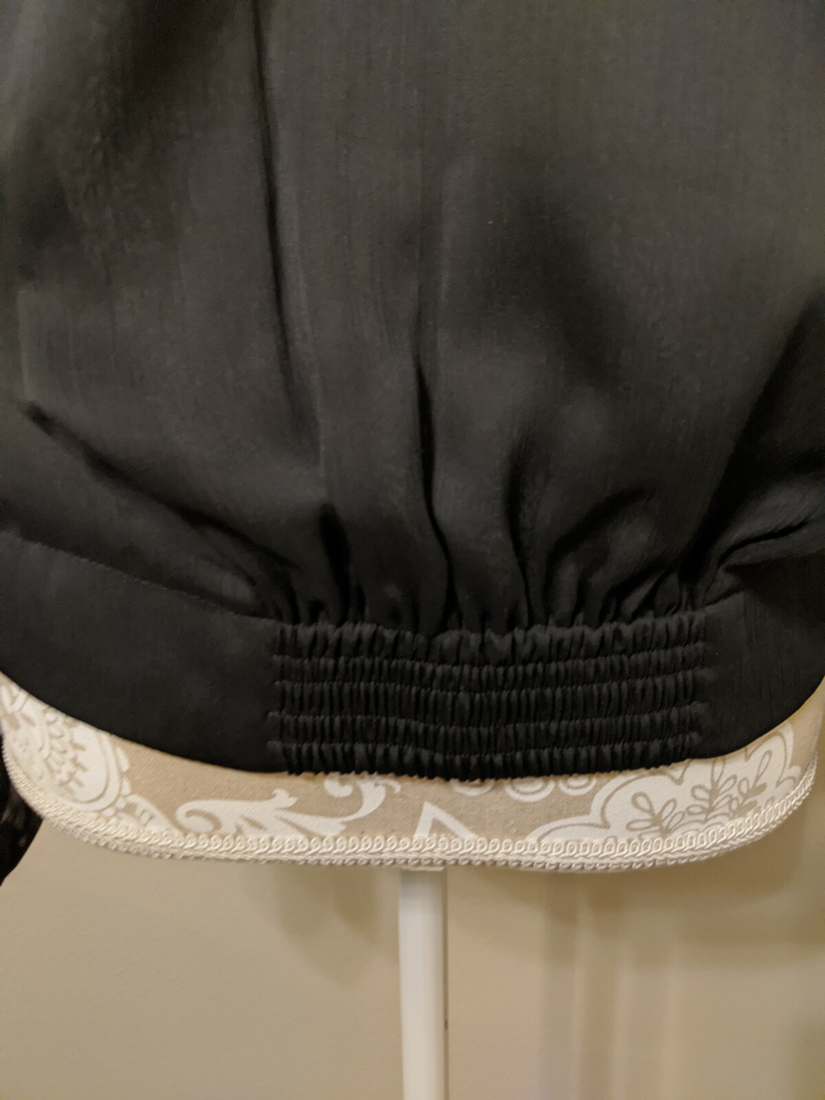 NWT Neiman Marcus Black Faux Wrap Blouson Sheer Sleeve Blouse Top Size S