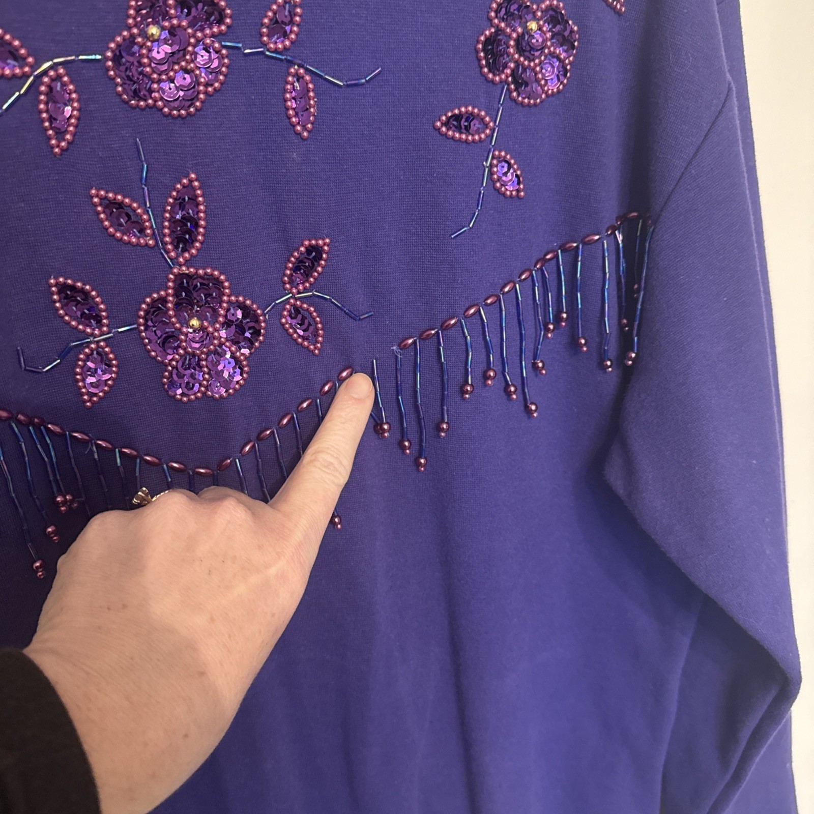 Vintage 90s Purple Beaded Cotton Bodysuit Sz. 24
