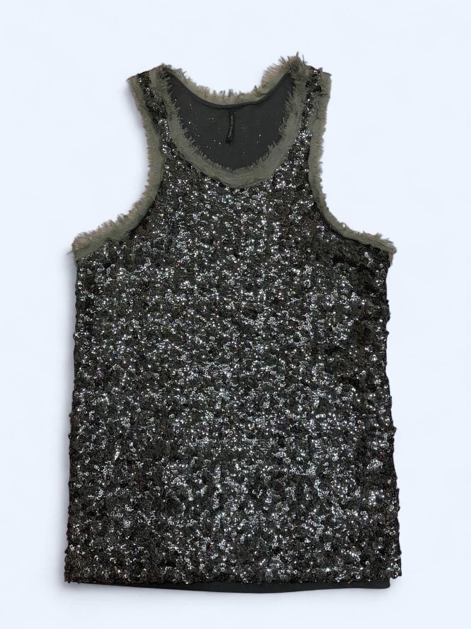 Plein Sud Jeans Sequin Tank Top Grey Raw Hem Size Small Women’s Sample Piece