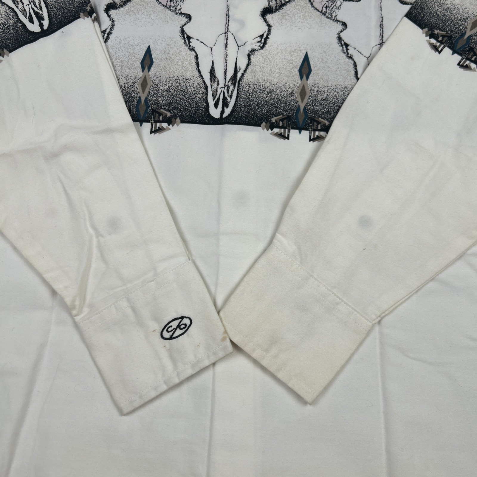 VTG Cumberland Outfitters Shirt L Western Pearl Snap Cowboy Retro 90s Skull