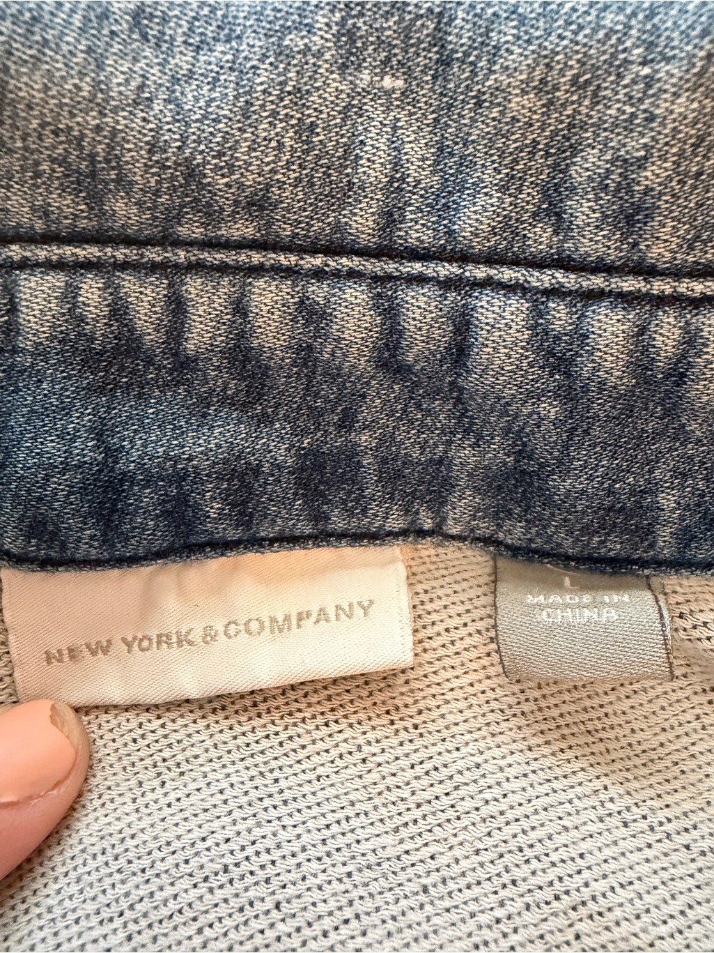 New York & Company Light Blue Denim Jacket L