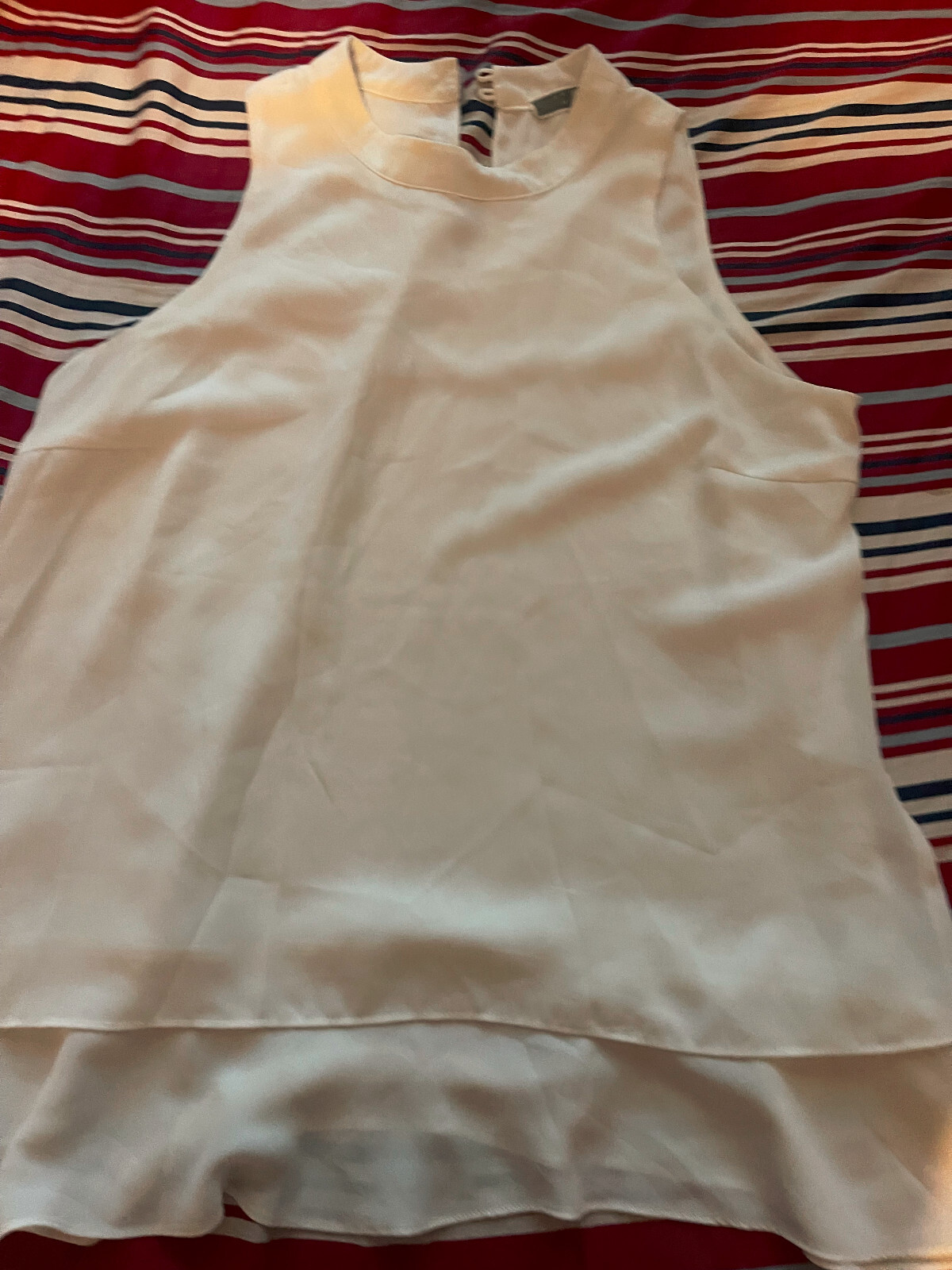 Liquid by Sioni Women’s White Color sleeveless blouse Top high neck Size S