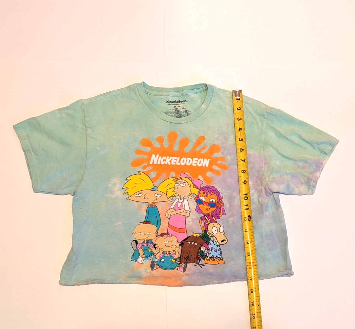 Nickelodeon Best of the 90s Tie Dye Crop Tee M Rugrats Hey Arnold Rocko Women’s