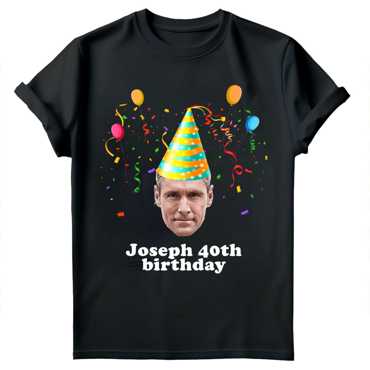 Customisable Photo Birthday T-Shirt Add Name & Age Perfect For Gift #TA-195