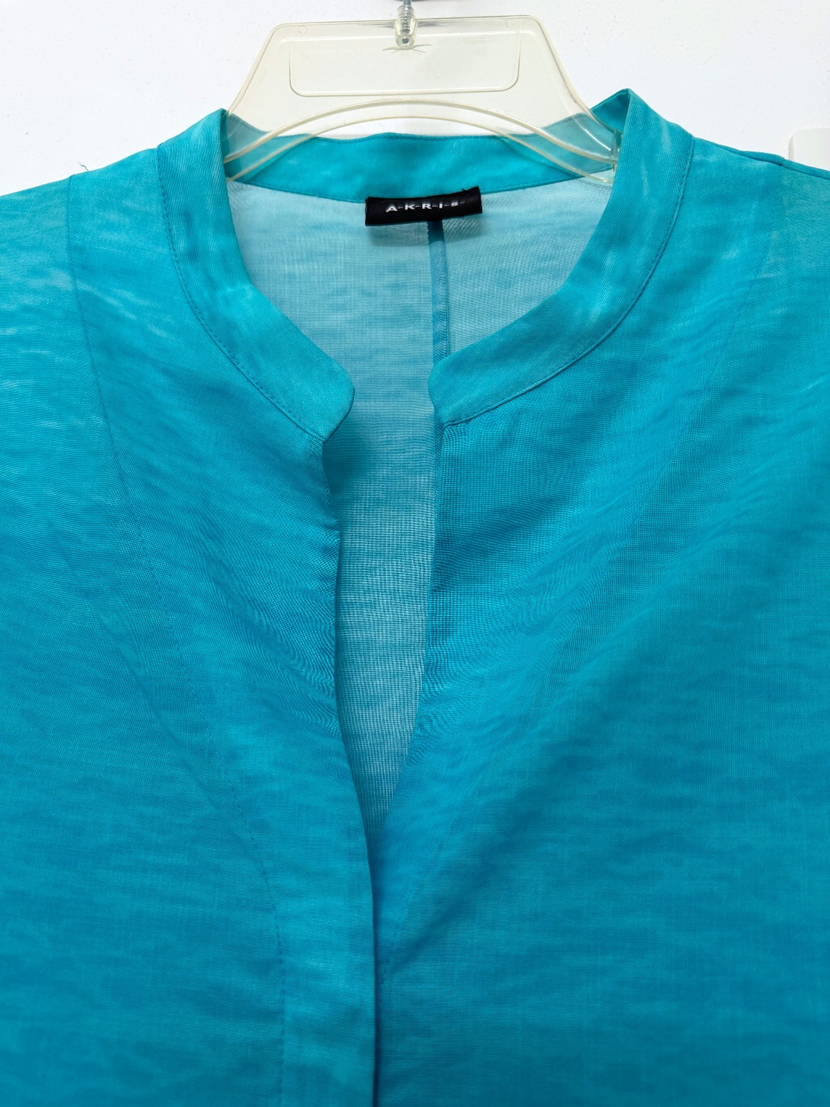 Akris Swimmer in Antigua Print Tunic Top Blouse Cotton Ocean Water Aqua Blue 14